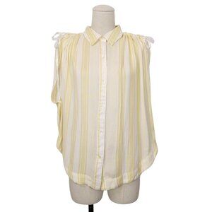 Free People Baby Blues Yellow Ombre Stripe Blouse Sz Large